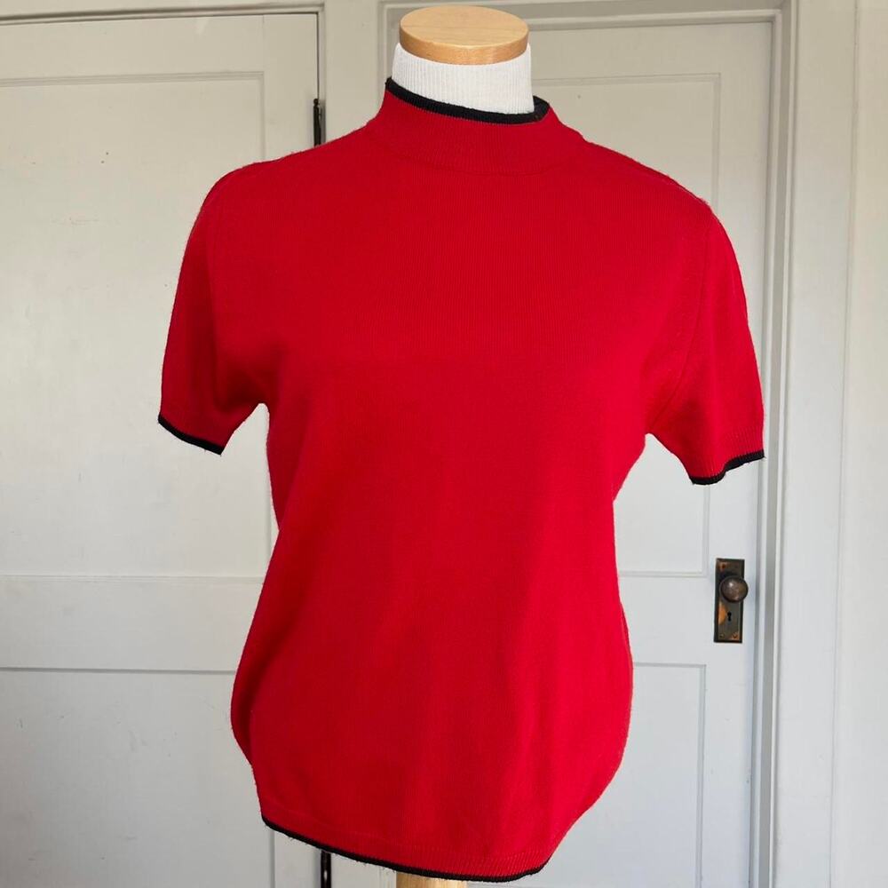 Red mock neck sweater top